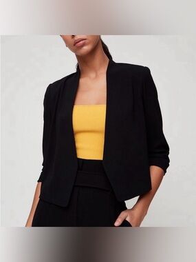 Babaton Black Open-Front Draped Women's Blazer